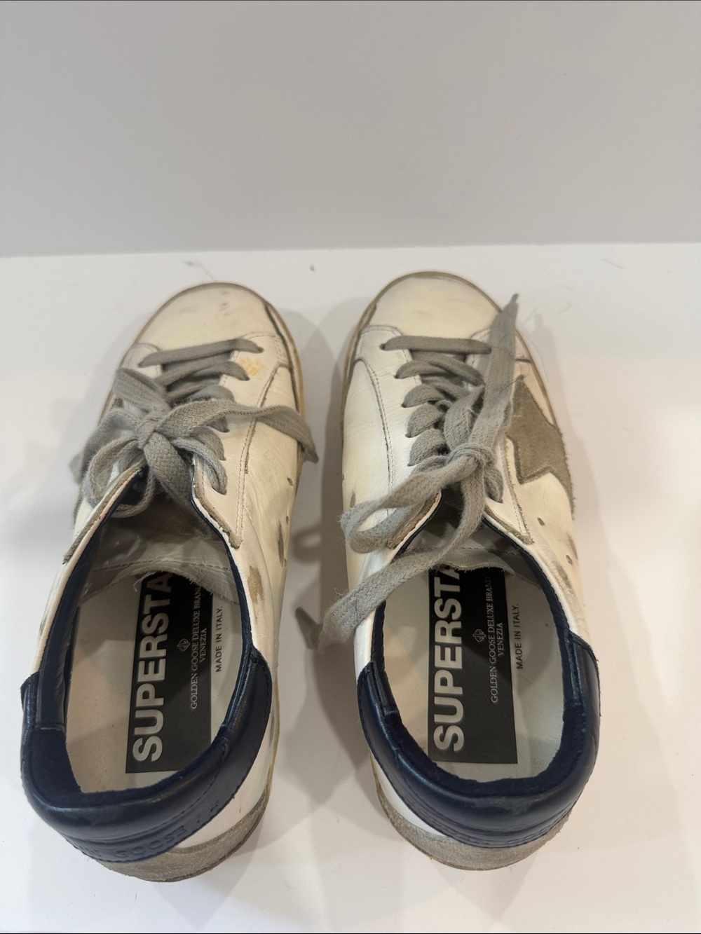 Golden Goose White Leather women’s Sneakers with Gray Accents - Picture 3 of 5